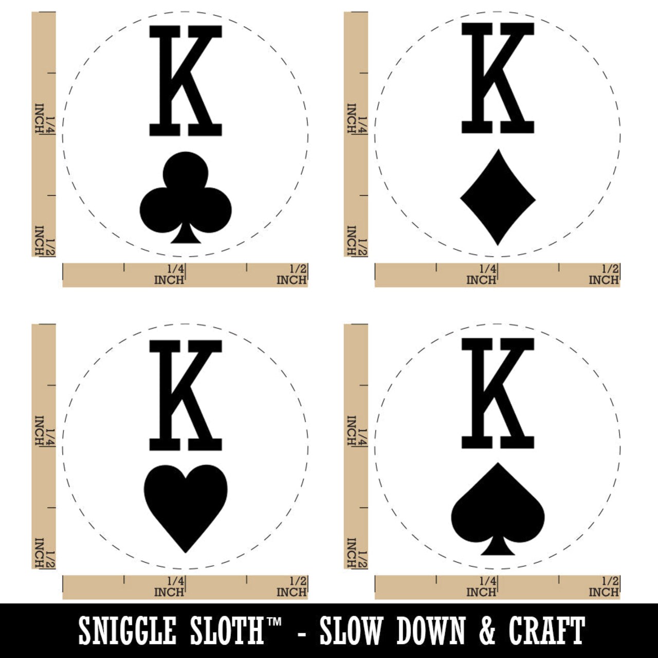 King of Spades Hearts Diamonds Clubs Card Suit Rubber Stamp Set for Stamping Crafting Planners